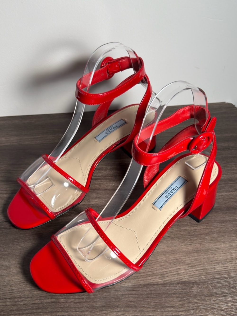 Prada Nude Leather Strappy Sandals Stiletto Heels EU 37 Buckle Open Toe No Box